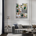 スクリプモダントパパグレー家族数々の写真ギフト フェイクキャンバスプリント<br><div class="desc">パパモダンエレガント可愛い写数々の真デザイン。この家の装飾ギフトでスタイリッシュあなたの写真を展示。</div>