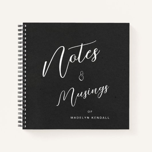 スクリプモダントパーソナライズされたノートとムージングブラック ノートブック (正面)