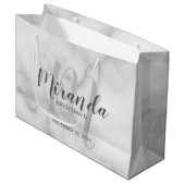 スクリプモダントパーソナライズされたブリデスメイド白大理石 ラージペーパーバッグ (正面アングル)