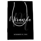 スクリプモダントパーソナライズされたブリデスメイド黒 ミディアムペーパーバッグ (正面)