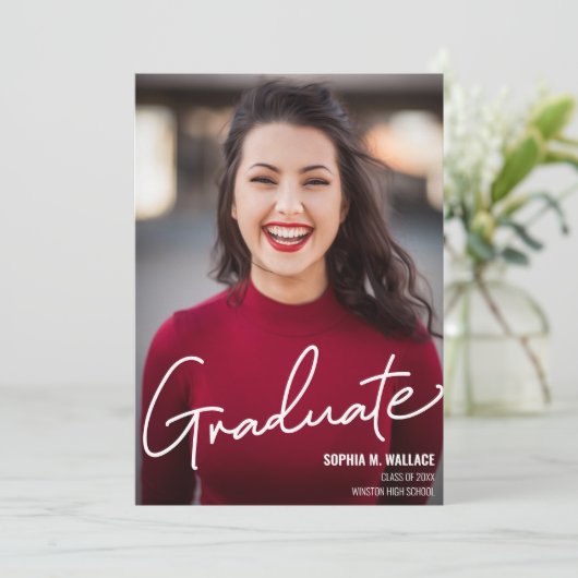 スクリプモダントパーソナライズされた大学院写真 案内状