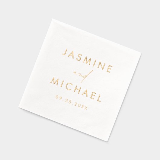 スクリプモダントパーソナライズされた結婚の 箔ナプキン (左)