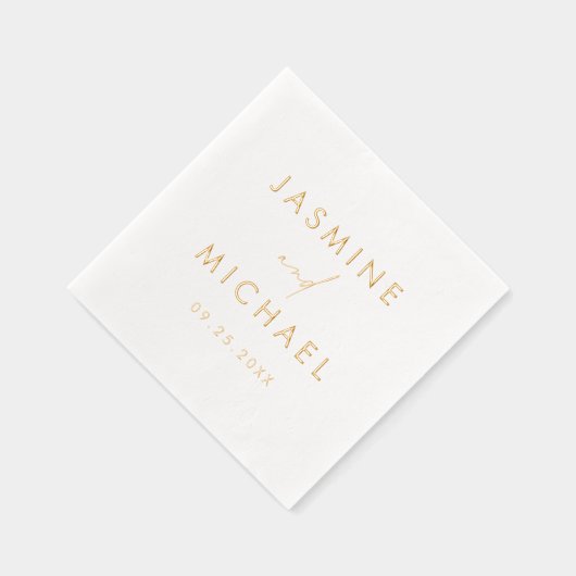 スクリプモダントパーソナライズされた結婚の 箔ナプキン (右)