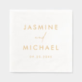 スクリプモダントパーソナライズされた結婚の 箔ナプキン (正面)