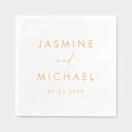 スクリプモダントパーソナライズされた結婚の 箔ナプキン