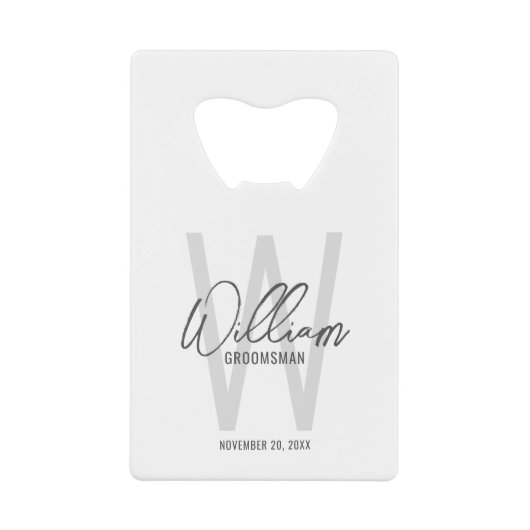 スクリプモダントパーソナライズされた・グロムスマンの名前 クレジットカード栓抜き (正面)