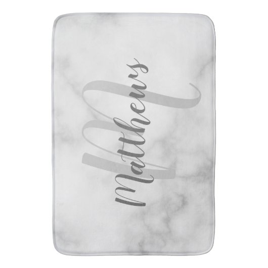 スクリプモダントパーソナライズされた・モノグラムとファミリ名 バスマット (正面縦)