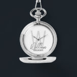 スクリプモダントパーソナライズされた・groomsmen 腕時計<br><div class="desc">ミニマルモダンスパーソナライズされた・モノグラムと名前のギフトこのデザインはグレーのスクリプトのスタイルスタイルの名前と明るいグレーのsans serifフォントスタイルのモノグラムを背景としてモダン、灰色のsans serifのタイトルを持つ白い背景に。また、花婿介添人、メイド・オブ・オーナー(花嫁付き添い人)、花嫁などのために最適。</div>