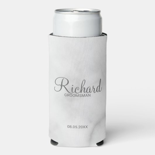 スクリプモダントパーソナライズされたGroomsmanクーラーボックス スリム缶クーラー (Seltzer正面)