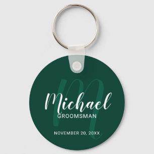 スクリプモダントパーソナライズされたGroomsmen Monogram&Name キーホルダー