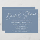 スクリプモダントビューティフルダスティブルーブライダルシャワー 招待状 (正面/裏面)
