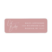 スクリプモダントピンクベビーシャワー差出人住所 ラベル (正面)