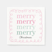 スクリプモダントピンクメリークリスマス スタンダードカクテルナプキン (正面)