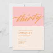 スクリプモダントピンク30歳の誕生日 招待状 (正面)