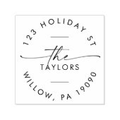 スクリプモダントファミリーホリデーカードの円形住所 セルフインキングスタンプ (デザイン)