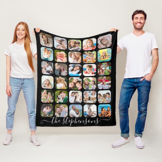 スクリプモダントファミリー名30フォトコラージュ フリースブランケット (インサイチュ)