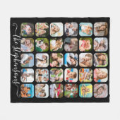 スクリプモダントファミリー名30フォトコラージュ フリースブランケット (正面(横))