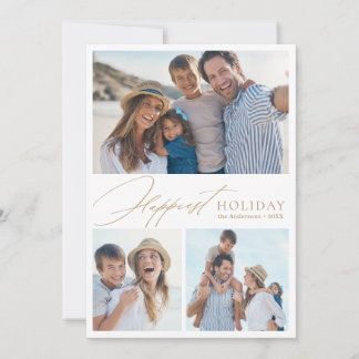 スクリプモダントファミリー3 Photo Happiest Holiday card シーズンカード