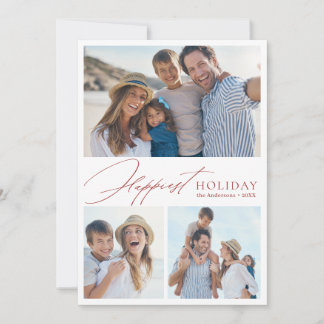 スクリプモダントファミリー3 Photo Happiest Holiday card シーズンカード