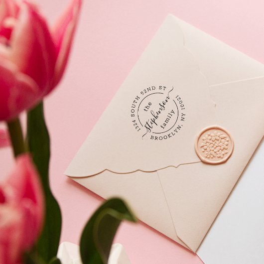 スクリプモダントファミリ名ラウンド差出人住所 セルフインキングスタンプ