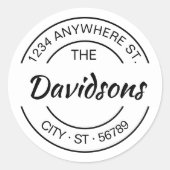 スクリプモダントファミリ名差出人住所シール ラウンドシール (正面)