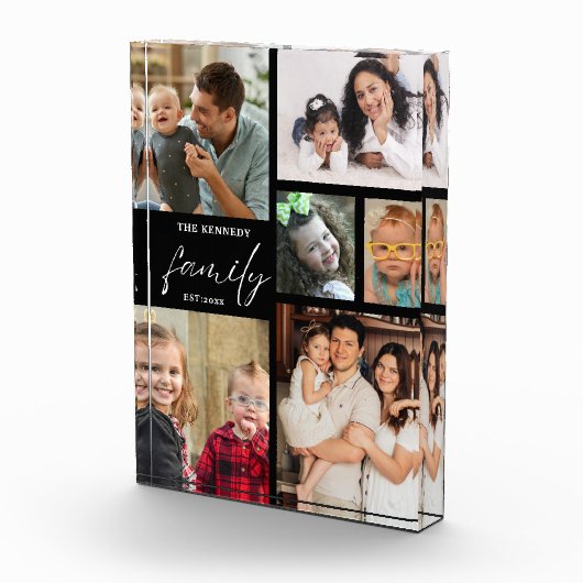 スクリプモダントファミリ名6写真コラージブラック フォトブロック (右)