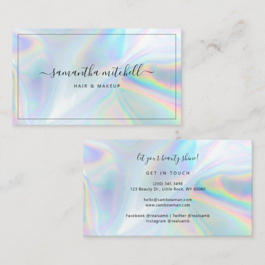 スクリプモダントフェイク・ホログラフィ美しいサロン 名刺 (正面/裏面)