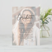 スクリプモダントフェイクVellumオーバーレイ写真卒業 案内状 (スタンド正面)