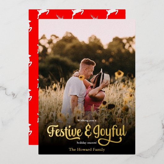 スクリプモダントフェスティバルとJoyful Red水玉模様 箔シーズンカード (正面/裏面)