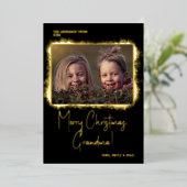 スクリプモダントフォントフォトクリスマス 箔シーズンカード (立ち正面)