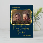 スクリプモダントフォントフォトクリスマス 箔シーズンカード (立ち正面)