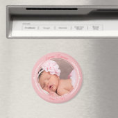 スクリプモダントフォント赤面ピンク新生児ガールフォト マグネット (インサイチュ (食洗機))