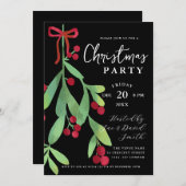 スクリプモダントフローラミスタントークリスマスホリデーブラック 招待状 (正面/裏面)
