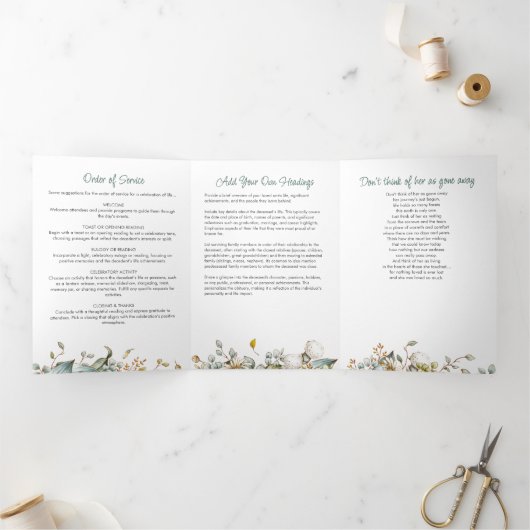 スクリプモダントフローラ2写真の葬儀/メモリアル 三つ折りプログラム (内部)