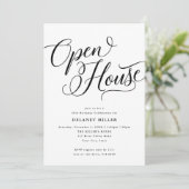 スクリプモダントフローリッシュ、黒いオープンハウスのパーティー 招待状 (スタンド正面)