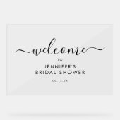 スクリプモダントブライダルシャワーウェルカムブラック アクリルサイン (正面)