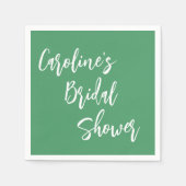 スクリプモダントブライダルシャワーカスタムケリーグリーン スタンダードカクテルナプキン (正面)