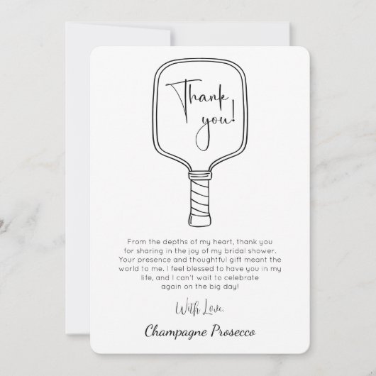 スクリプモダントブライダルシャワーピックルボール&プロセッコ 招待状 (正面)