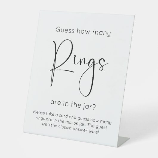 スクリプモダントブライダルシャワー数の推測リングや輪 台座サイン (正面)