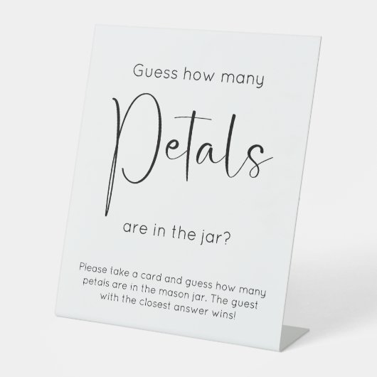 スクリプモダントブライダルシャワー数の推測花びら 台座サイン (正面)