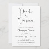 スクリプモダントブライダルシャワー真珠とプロセッコ 招待状 (正面)