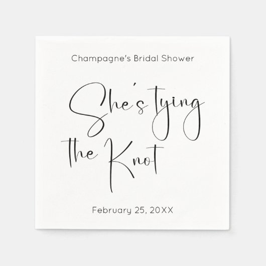 スクリプモダントブライダルシャワー結び目 スタンダードカクテルナプキン (正面)