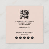 スクリプモダントブラシ赤面ピンク写真フォトグラファー スクエア名刺 (裏面)