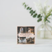 スクリプモダントブラシ赤面ピンク写真フォトグラファー スクエア名刺 (スタンド正面)