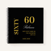 スクリプモダントブラック金ゴールド60th誕生日ゲスト ノートブック (正面)