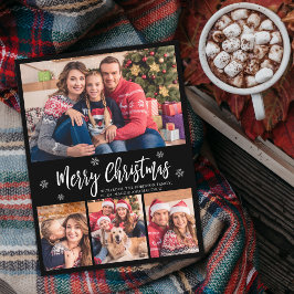スクリプモダントブラック4フォトコラージュクリスマス ポストカード