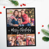 スクリプモダントブラック4フォトコラージュクリスマス ポストカード