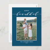 スクリプモダントブルーハッピーハヌカー写真 シーズンポストカード (正面/裏面)