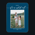 スクリプモダントブルーハッピーハヌカー写真 マグネット<br><div class="desc">ハッピーハヌカー！Hanukkahを家族や友人に送るこのカスタマイズ可能な書Hanukkah磁石と願う。書道とエレガントタイポグラフィがシンプル特徴。名前と写真を追加してパーソナライズ。このハッエレガントプハヌカーのマグネットは他のカードストックで利用可能。</div>