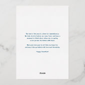 スクリプモダントブルーハッピーハヌカー写真 箔シーズンカード (裏面)